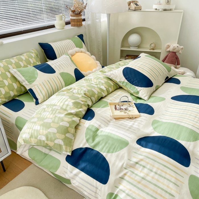 91家纺网 家纺一手货源 找家纺 绵庭 2023新款12868全棉ins小清新印花四件套 自由空间