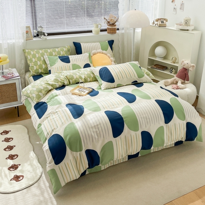 91家纺网 家纺一手货源 找家纺 绵庭 2023新款12868全棉ins小清新印花四件套 自由空间