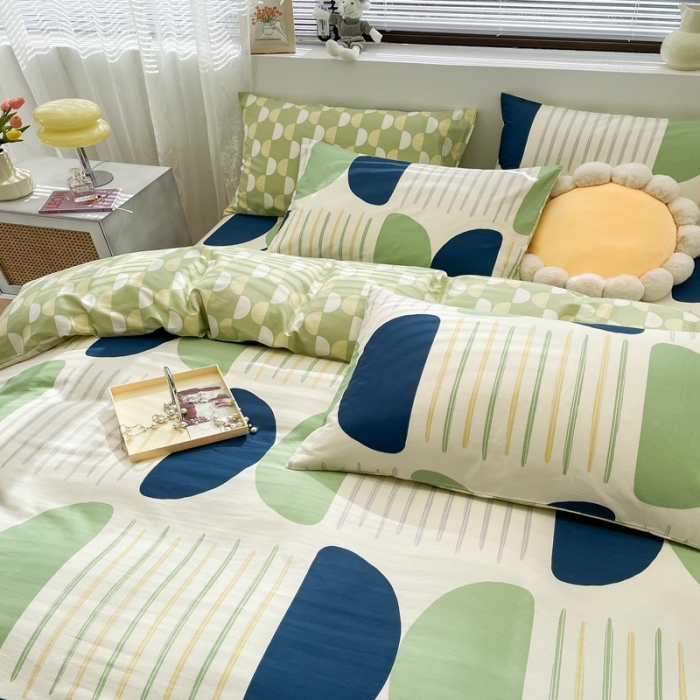 91家纺网 家纺一手货源 找家纺 绵庭 2023新款12868全棉ins小清新印花四件套 自由空间