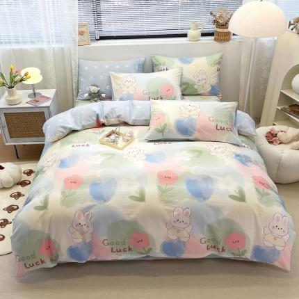 绵庭 2023新款12868全棉ins小清新印花四件套 兔小贝