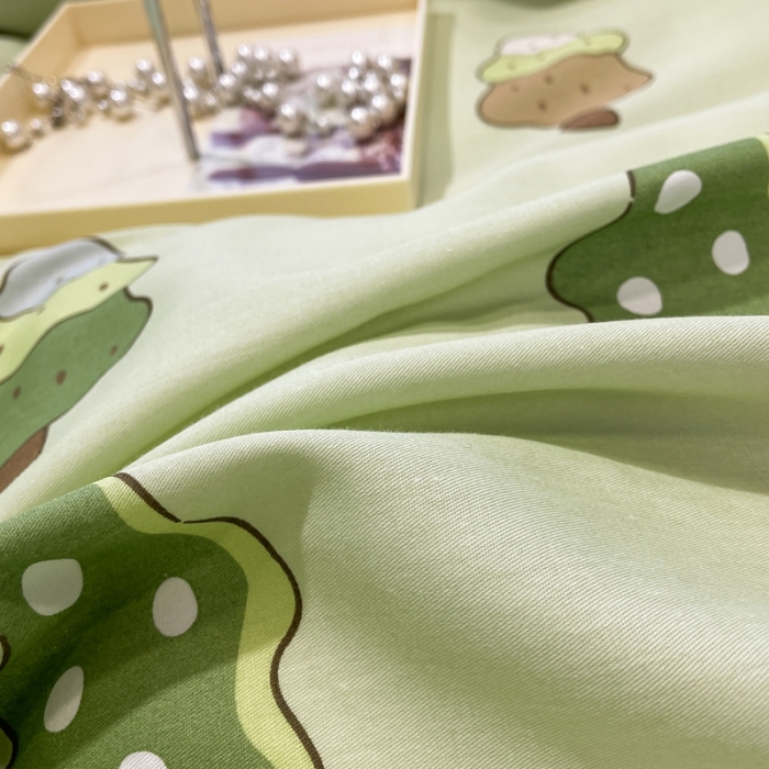 91家纺网 家纺一手货源 找家纺 绵庭 2023新款12868全棉ins小清新印花四件套 森林羊