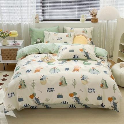 绵庭 2023新款12868全棉ins小清新印花四件套 恐龙世界