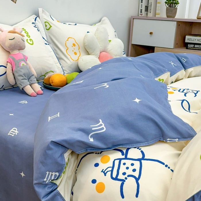 91家纺网 家纺一手货源 找家纺 乐居坊 2023新款芦荟棉四件套（3月新花型） 可爱恐龙