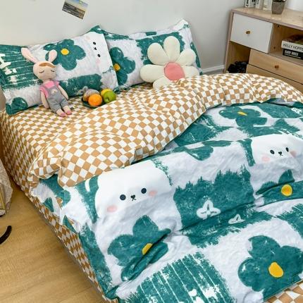 乐居坊 2023新款芦荟棉四件套（3月新花型） 绿色心情