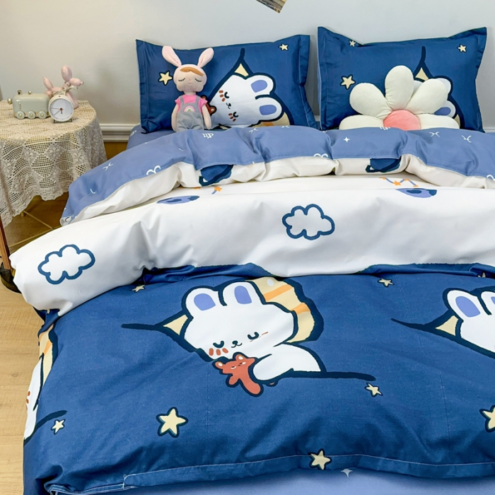 91家纺网 家纺一手货源 找家纺 乐居坊 2023新款芦荟棉四件套（3月新花型） 梦想兔