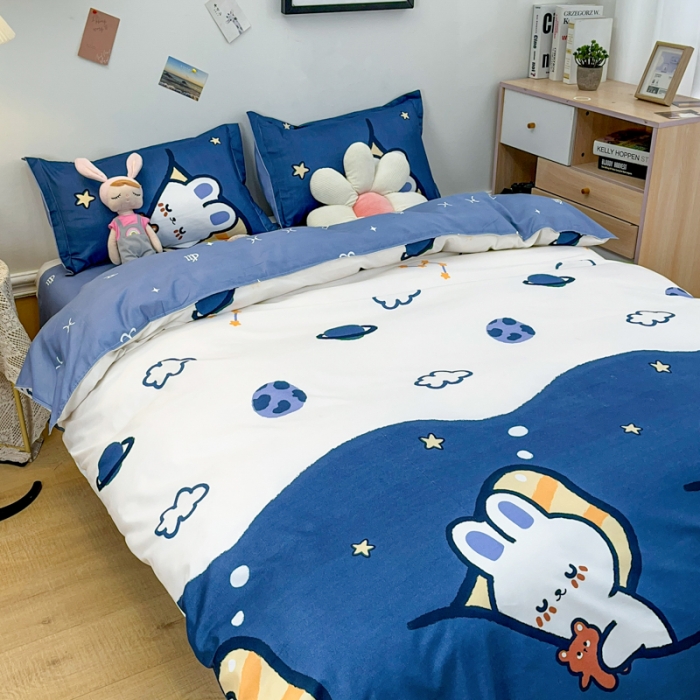 91家纺网 家纺一手货源 找家纺 乐居坊 2023新款芦荟棉四件套（3月新花型） 梦想兔