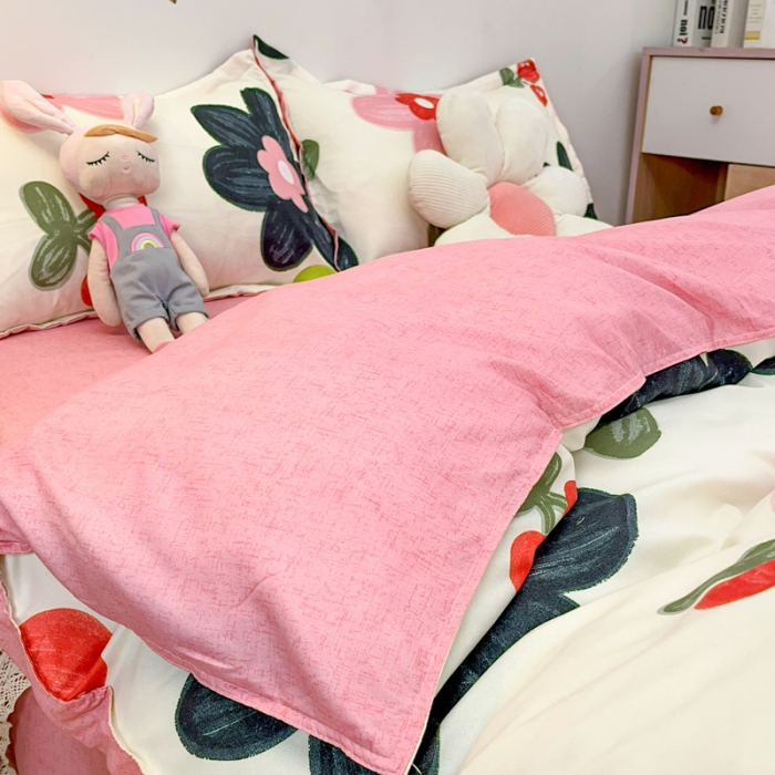 91家纺网 家纺一手货源 找家纺 乐居坊 2023新款芦荟棉四件套（3月新花型） 樱花细雨