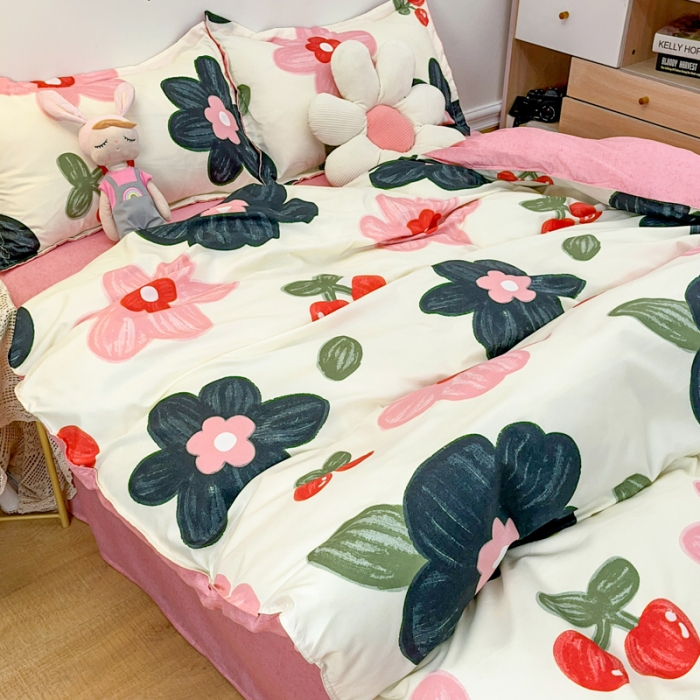 91家纺网 家纺一手货源 找家纺 乐居坊 2023新款芦荟棉四件套（3月新花型） 樱花细雨