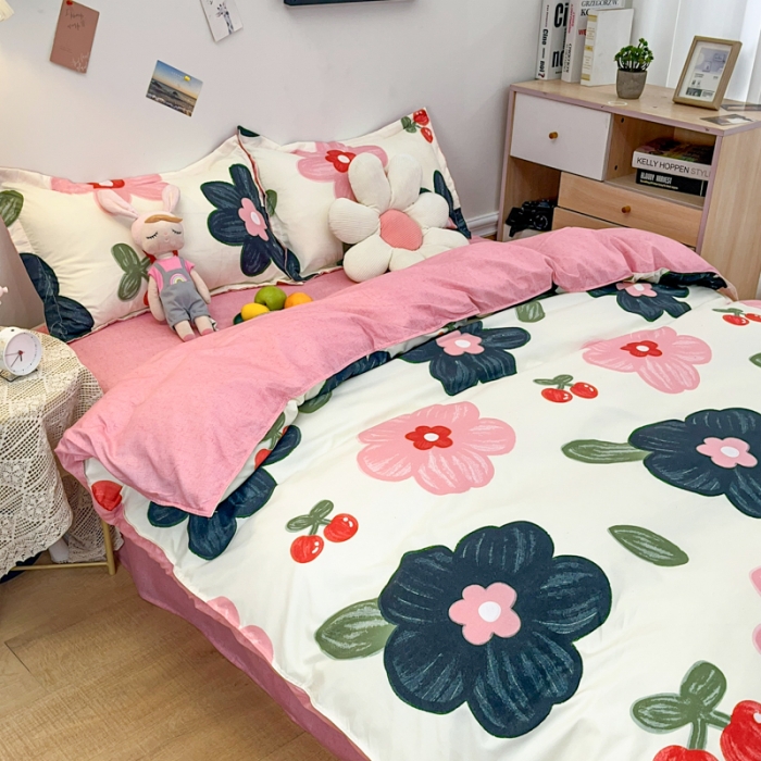 91家纺网 家纺一手货源 找家纺 乐居坊 2023新款芦荟棉四件套（3月新花型） 樱花细雨