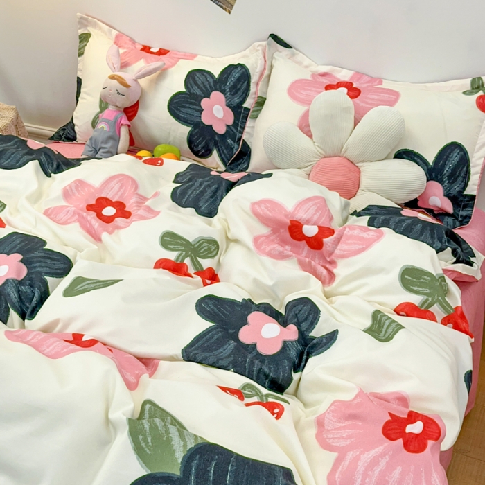 91家纺网 家纺一手货源 找家纺 乐居坊 2023新款芦荟棉四件套（3月新花型） 樱花细雨