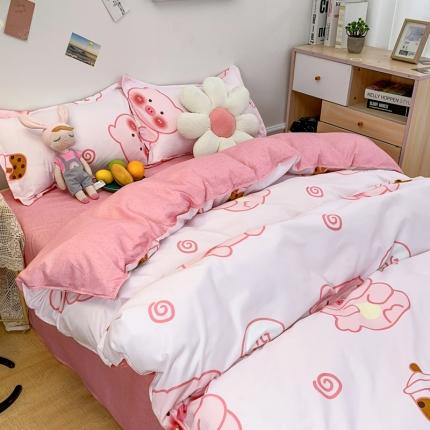 乐居坊 2023新款芦荟棉四件套（3月新花型） 猪猪奶茶