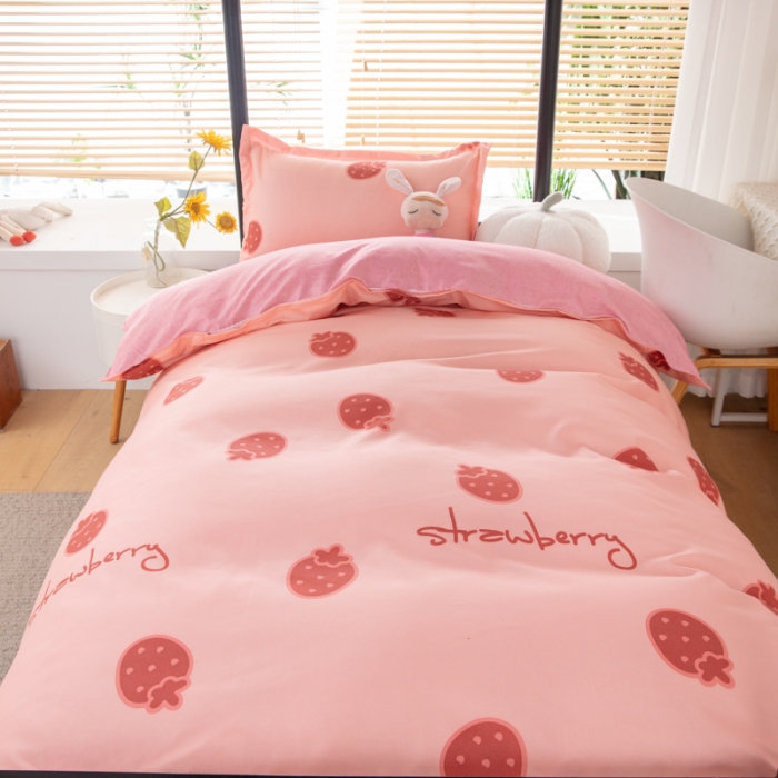 91家纺网 家纺一手货源 找家纺 乐居坊 2023新款芦荟棉花型宿舍图（3月新花型） 草莓波波