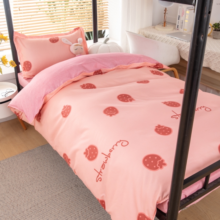 91家纺网 家纺一手货源 找家纺 乐居坊 2023新款芦荟棉花型宿舍图（3月新花型） 草莓波波