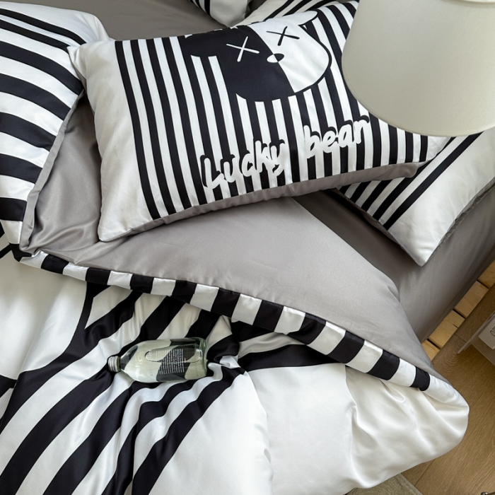 91家纺网 家纺一手货源 找家纺 摩卡 2024新款博主风水洗真丝四件套 律动