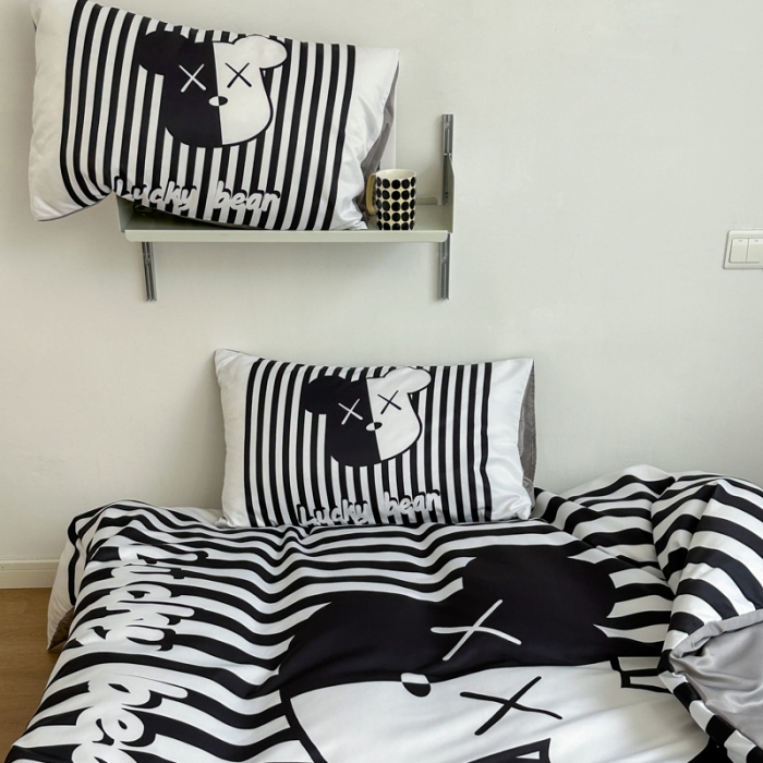 91家纺网 家纺一手货源 找家纺 摩卡 2024新款博主风水洗真丝四件套 律动