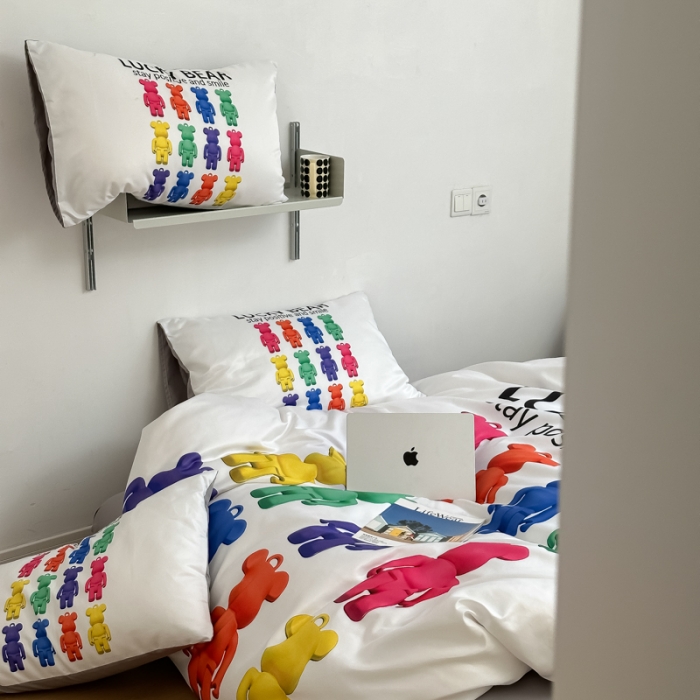 91家纺网 家纺一手货源 找家纺 摩卡 2024新款博主风水洗真丝四件套 马卡龙