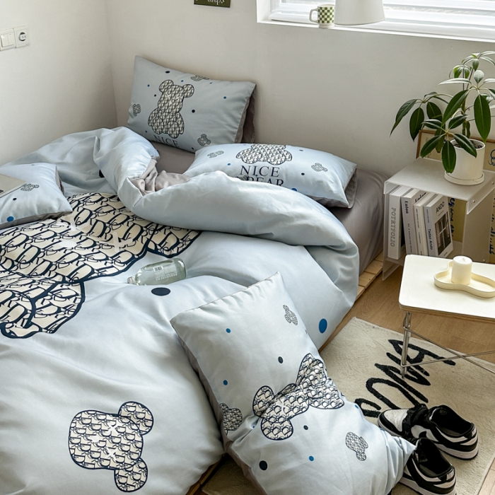 91家纺网 家纺一手货源 找家纺 摩卡 2024新款博主风水洗真丝四件套 萌迪