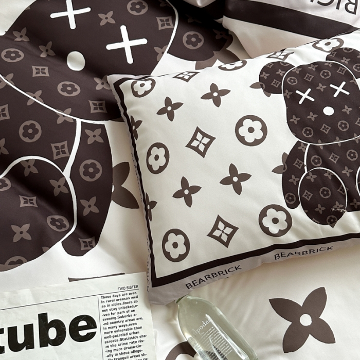 91家纺网 家纺一手货源 找家纺 摩卡 2024新款博主风水洗真丝四件套 熊仔咖