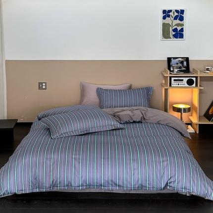 91家纺网 家纺一手货源 找家纺 （总）ROZ home 蕊姿家居2023新款长绒棉50条纹款四件套