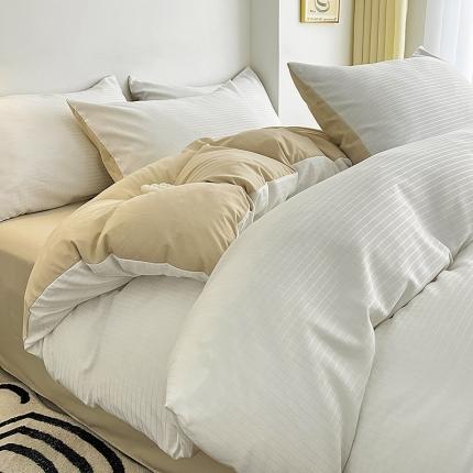 91家纺网 家纺一手货源 找家纺 N先生  2024新款小方格提花水洗棉四件套 香槟色