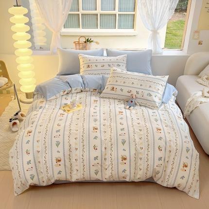 91家纺网 家纺一手货源 找家纺 田野 2023新款13372全棉四件套 草莓园