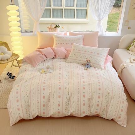 91家纺网 家纺一手货源 找家纺 田野 2023新款13372全棉四件套 花莹