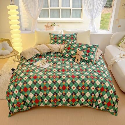 91家纺网 家纺一手货源 找家纺 田野 2023新款13372全棉四件套 圣诞熊