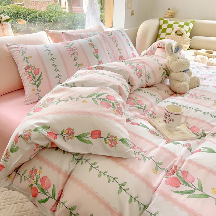 91家纺网 家纺一手货源 找家纺 田野 2023新款13372全棉四件套 艾莎