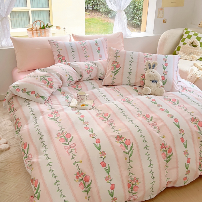 91家纺网 家纺一手货源 找家纺 田野 2023新款13372全棉四件套 艾莎