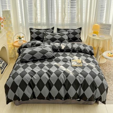 91家纺网 家纺一手货源 找家纺 静家居 202413372 简约系列四件套 莫斯灰