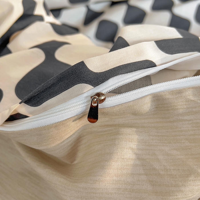 91家纺网 家纺一手货源 找家纺 田野 2023新款13372全棉四件套 黑米格