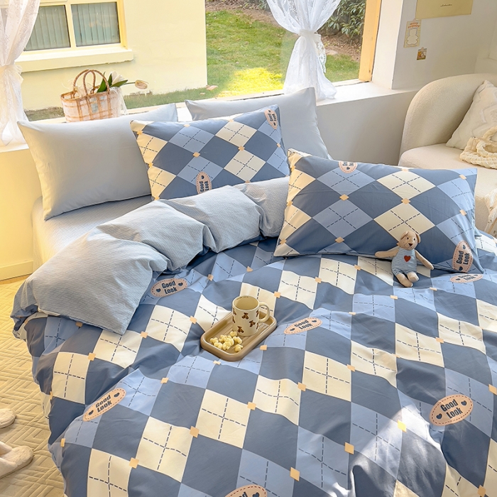 91家纺网 家纺一手货源 找家纺 田野 2023新款13372全棉四件套 英伦