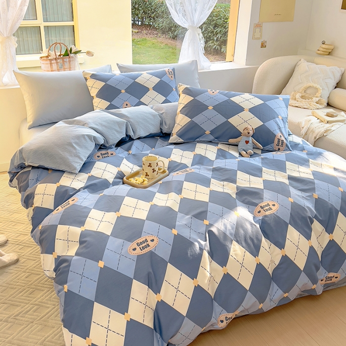 91家纺网 家纺一手货源 找家纺 田野 2023新款13372全棉四件套 英伦