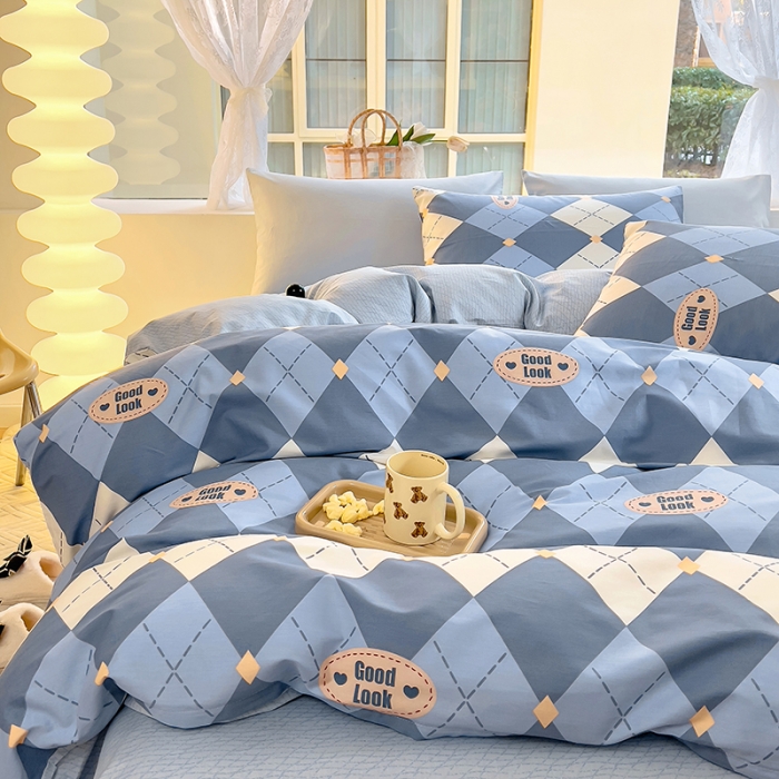 91家纺网 家纺一手货源 找家纺 田野 2023新款13372全棉四件套 英伦