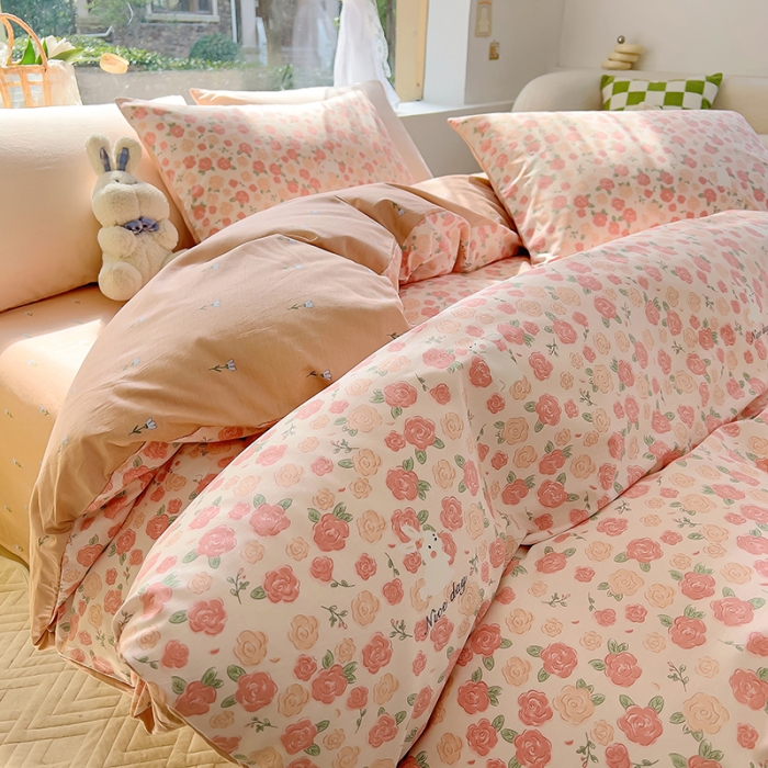 91家纺网 家纺一手货源 找家纺 田野 2023新款13372全棉四件套 遇见浪漫