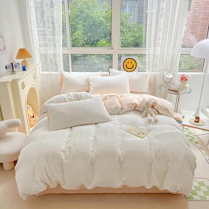 91家纺网 家纺一手货源 找家纺 静家居 2024A类三层纱提花莫迪系列全棉四件套 莫迪-浅绿