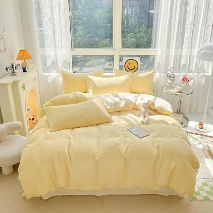 91家纺网 家纺一手货源 找家纺 静家居 2024A类三层纱提花莫迪系列全棉四件套 莫迪-浅绿