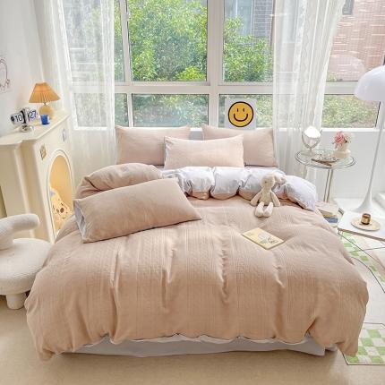 91家纺网 家纺一手货源 找家纺 静家居 2024A类三层纱提花莫迪系列全棉四件套 莫迪-浅绿