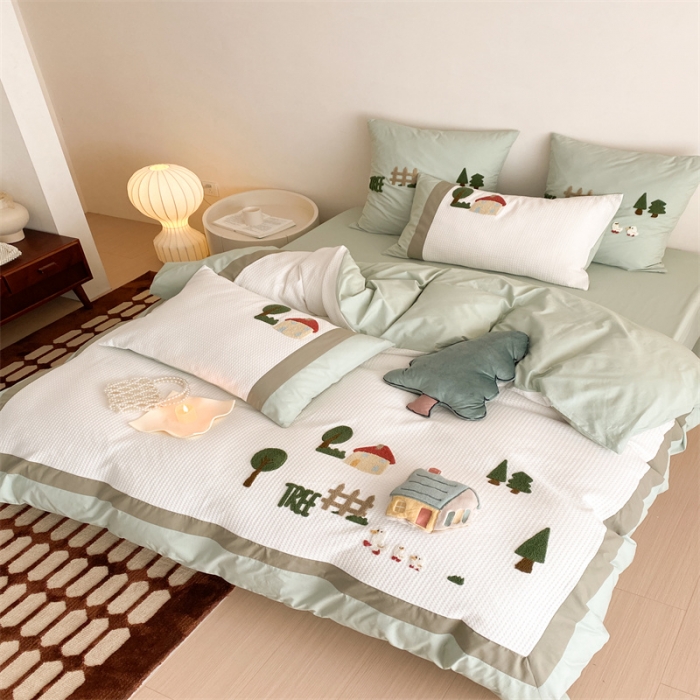 91家纺网 家纺一手货源 找家纺 星野 2023春夏新品棉第三波四件套 浅墨森