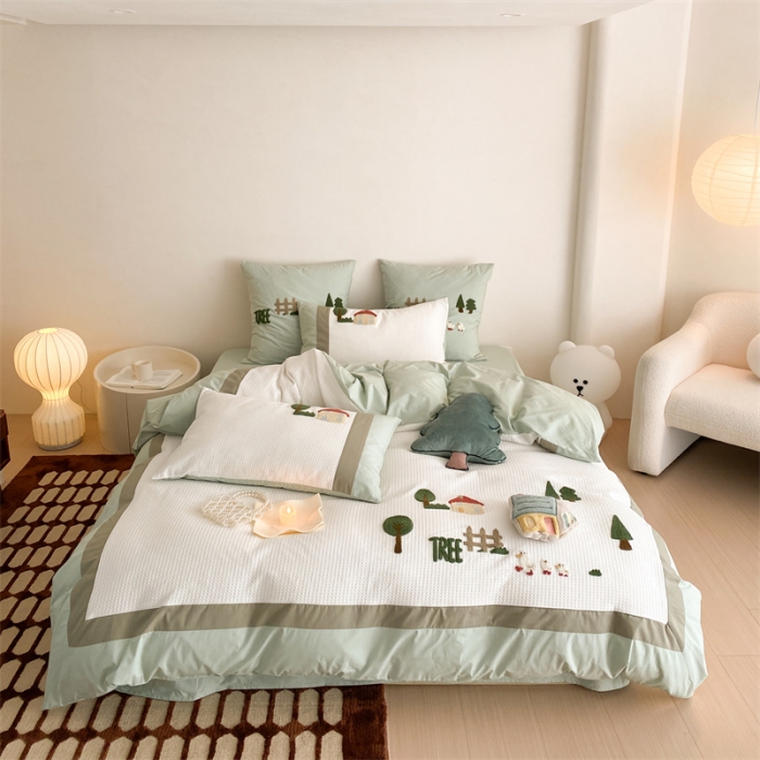 91家纺网 家纺一手货源 找家纺 星野 2023春夏新品棉第三波四件套 浅墨森