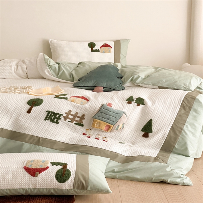 91家纺网 家纺一手货源 找家纺 星野 2023春夏新品棉第三波四件套 浅墨森