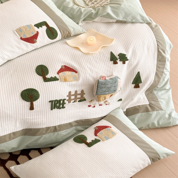 91家纺网 家纺一手货源 找家纺 星野 2023春夏新品棉第三波四件套 浅墨森