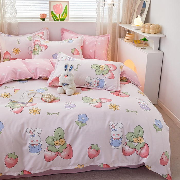 91家纺网 家纺一手货源 找家纺 世爵 2023新款加厚磨毛印花四件套 可萌兔