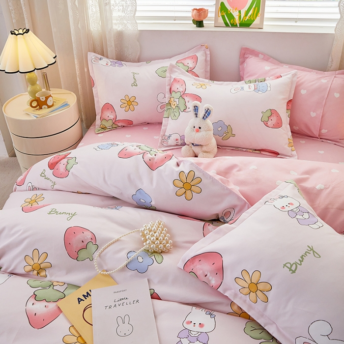 91家纺网 家纺一手货源 找家纺 世爵 2023新款加厚磨毛印花四件套 可萌兔