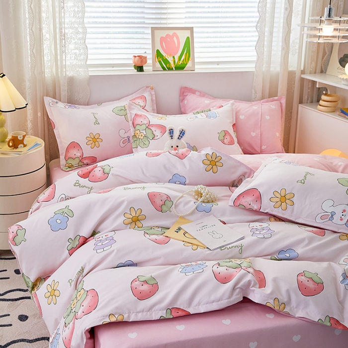 91家纺网 家纺一手货源 找家纺 世爵 2023新款加厚磨毛印花四件套 可萌兔