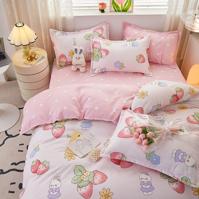 91家纺网 家纺一手货源 找家纺 世爵 2023新款加厚磨毛印花四件套 可萌兔