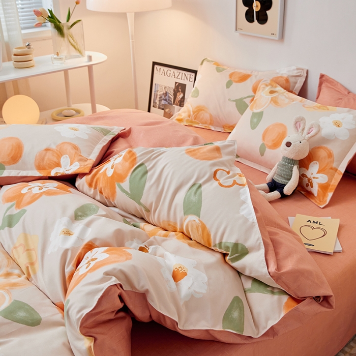 91家纺网 家纺一手货源 找家纺 世爵 2023新款加厚磨毛印花四件套 暖阳花开