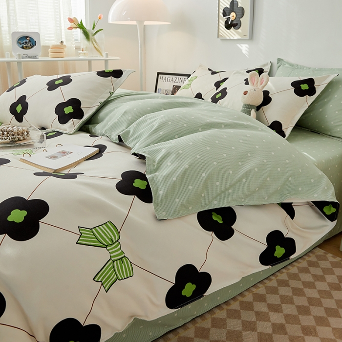 91家纺网 家纺一手货源 找家纺 世爵 2023新款加厚磨毛印花四件套 清微恋曲