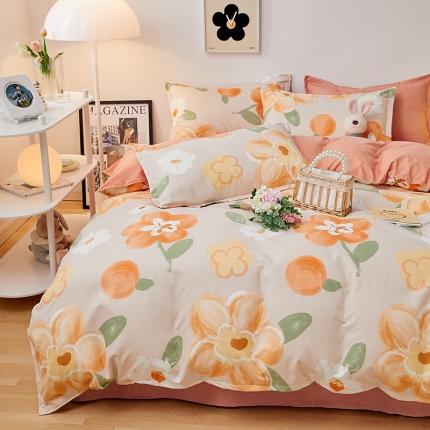 91家纺网 家纺一手货源 找家纺 世爵 2025新款磨毛印花单被套 暖阳花开