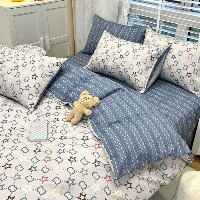 91家纺网 家纺一手货源 找家纺 晨希 2023年新款全棉印花北欧款多规格四件套 清风